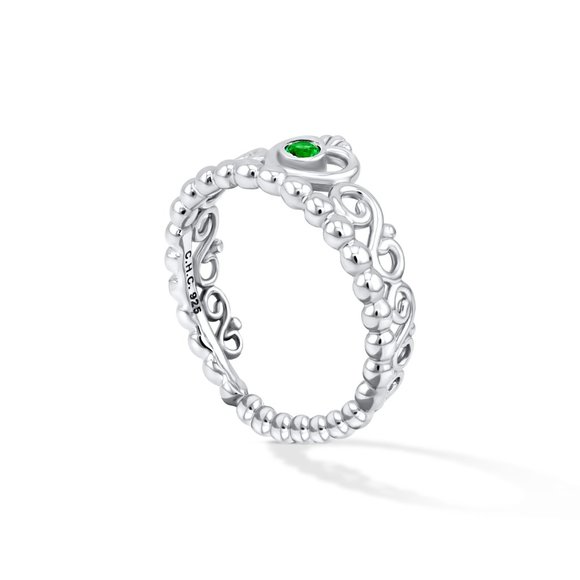 Crown Shaped Ring With Tsavorite Garnet In Sterling Silver 925 - Picture 4 of 6